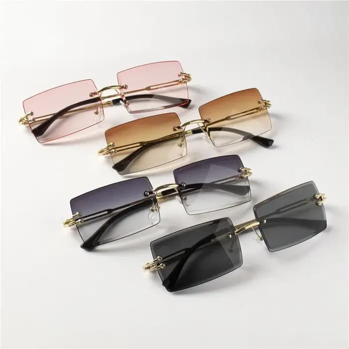 8 pièces mode lunettes de soleil sans monture femmes à la mode petit rectangle lunettes de soleil ét