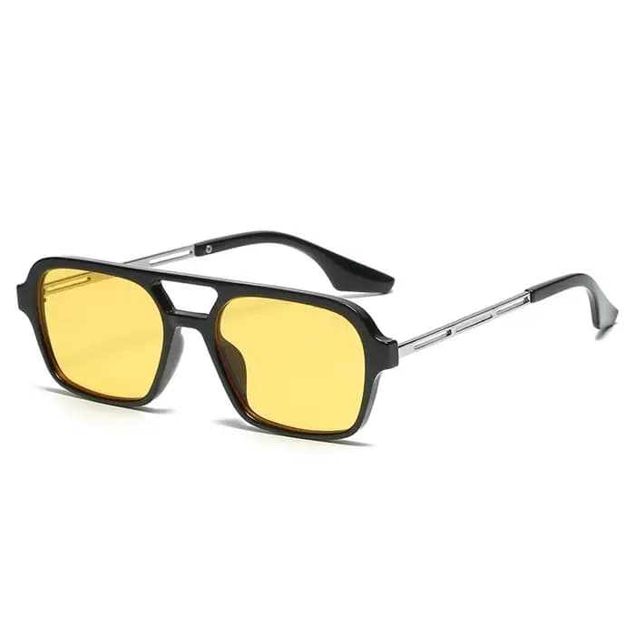 Lunettes de soleil rétro à double pont pour homme et femme, monture carrée, tendance, verres bleus e