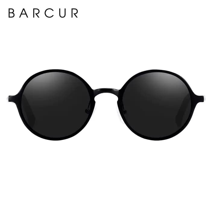 BARCUR-Lunettes de soleil rondes noires pour hommes et femmes, lunettes de soleil, lunettes de marqu