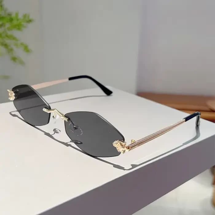 Vintage sans monture losange lunettes de soleil femmes pour hommes 2025 marque de luxe concepteur po