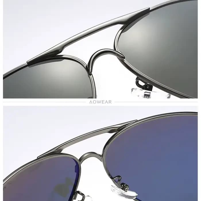 AOWEAR Aviation lunettes De soleil polarisées hommes conduite miroir lunettes De soleil mâle marque