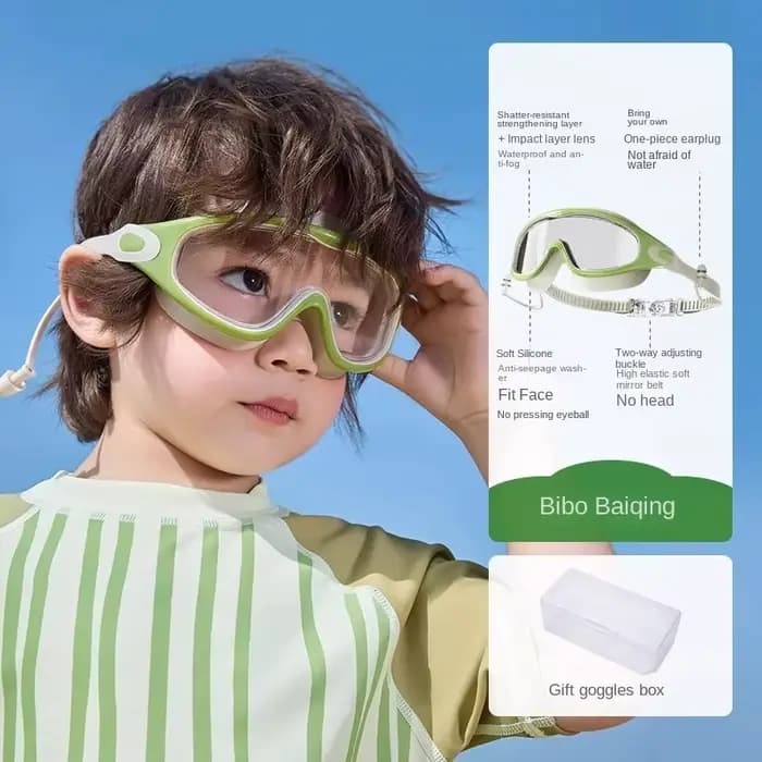 Lunettes de natation pour enfants, haute définition, étanches et Anti-buée, à grand cadre, pour bébé