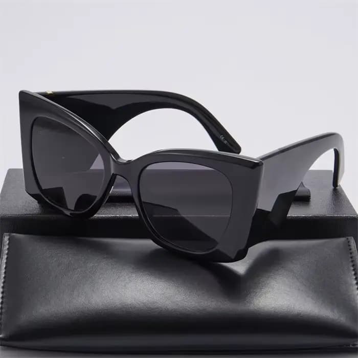Lunettes de soleil tendance 2026, monture large noire en acétate, style rétro de marque, lunettes de