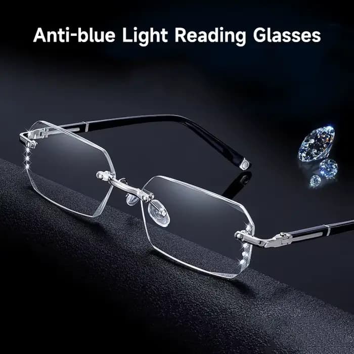 Mode diamant Anti-lumière bleue lunettes de lecture femme homme lunettes sans monture bloquant la Pr
