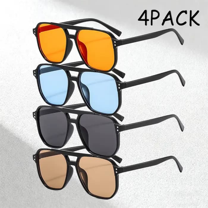 Lot de 4 lunettes de soleil orange tendance pour hommes - Lunettes de protection UV400 tendance, ada