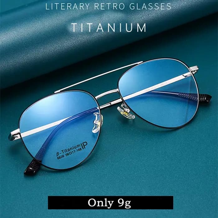 YIMARUILI Double faisceau pilote lunettes cadre rétro pur titane grand cadre de lunettes optique Pre