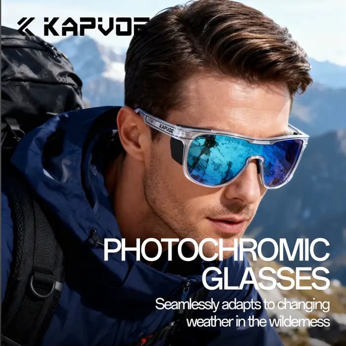 Nouvelles lunettes de soleil Kapvoe pour hommes, lunettes de cyclisme photochromiques, lunettes de r