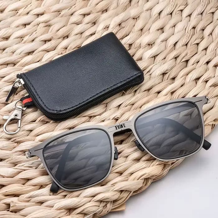 【xxx】 Lunettes de soleil pliantes ultra-légères en acier inoxydable, polarisées, rétro, carrées, HD,