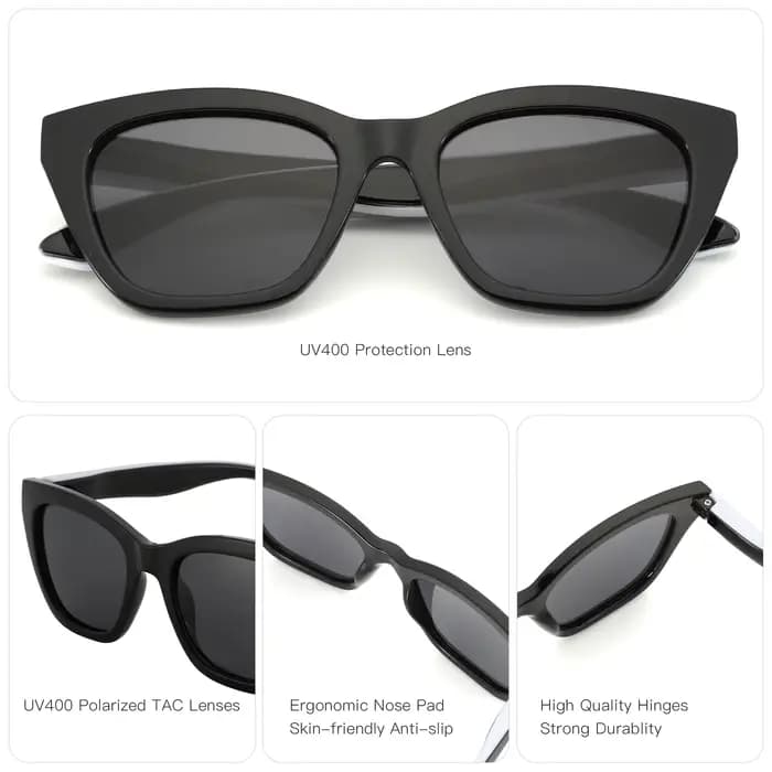 Lunettes de soleil polarisées carrées ZENOTTIC 2026 – Monture épaisse tendance pour femme, protectio
