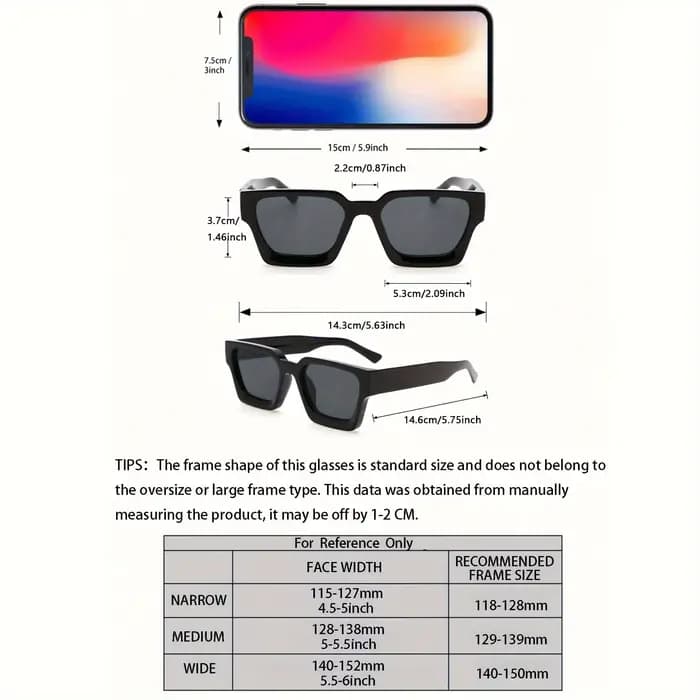 1/2 PC S classique mode carré cadre en plastique femmes lunettes de soleil pour hommes vie quotidien