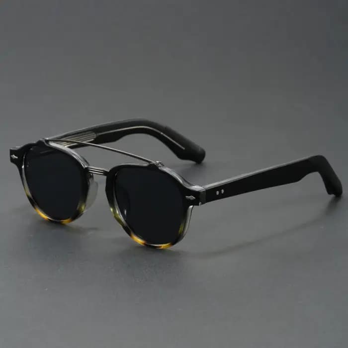 Lunettes de soleil rétro rondes à double pont unisexe