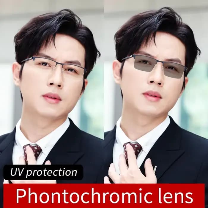 Lunettes de lecture photochromiques pour hommes, monture de lunettes en titane ultralégère, lunettes