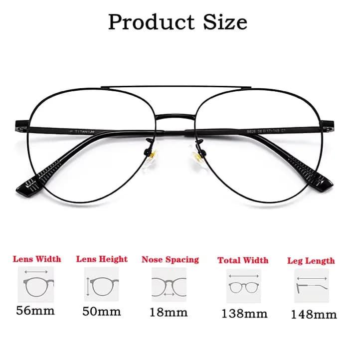 YIMARUILI Double faisceau pilote lunettes cadre rétro pur titane grand cadre de lunettes optique Pre