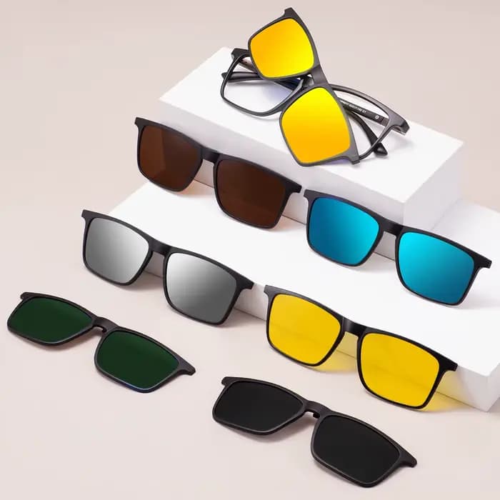 Lunettes de soleil carrées à jante complète pour hommes et femmes, monture polarisée à Clip avec cli