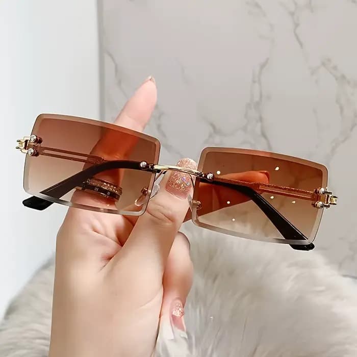 Lunettes de soleil sans monture pour femmes et hommes, marque de luxe, Vintage, nuances de mode, lun