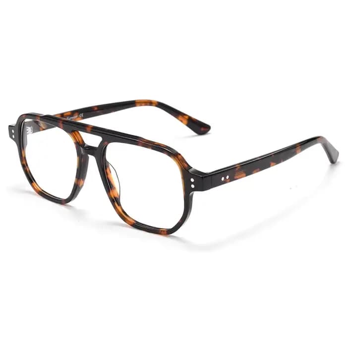 Lunettes de vue double pont 52-17-145, monture pilote couleur écaille de tortue, ultra-légères et te