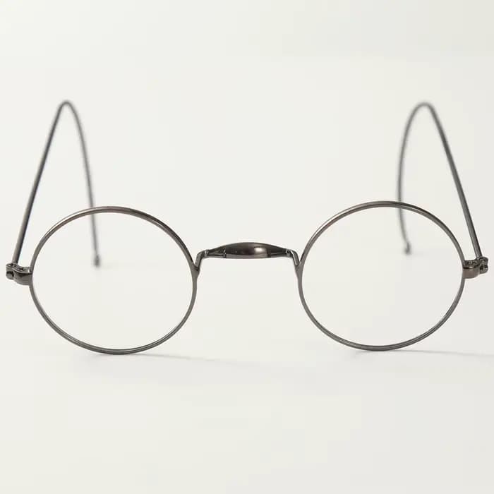 Lunettes rondes vintage de 44 mm avec monture en fil doré sans plaquettes de nez, monture optique av