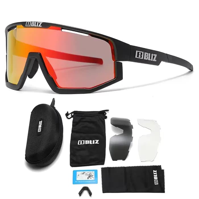 B BLIZ Fusion Lunettes de vélo polarisées, paquet de 3, lunettes de cyclisme à protection UV pour ho