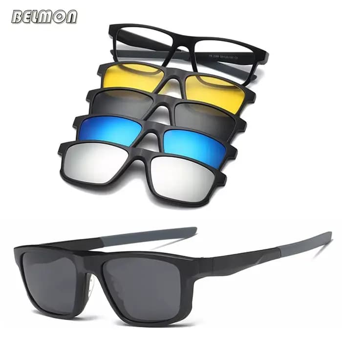 Belmon monture de lunettes hommes femmes avec 4 pièces pince sur lunettes de soleil polarisées lunet