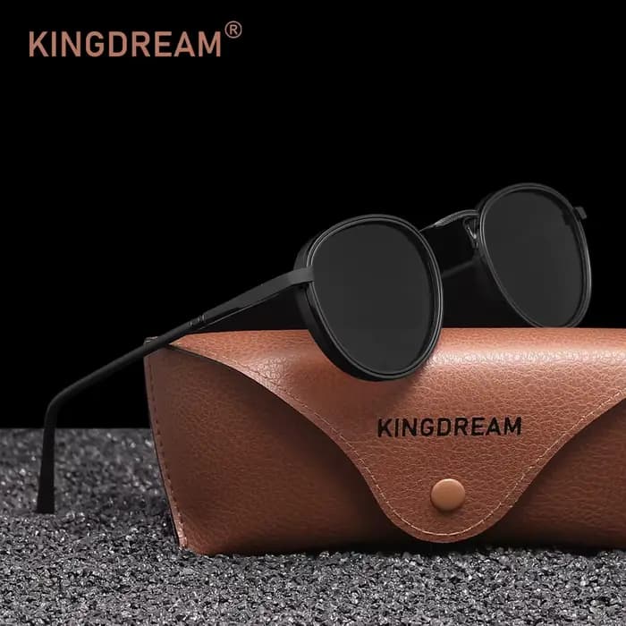KINGDREAM – lunettes de soleil rondes polarisées UV400 pour hommes et femmes, de luxe, Vintage, verr