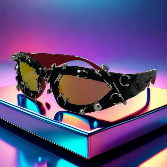 Lunettes de soleil à rivets personnalisées pour hommes et femmes, monture cloutée en métal rétro, un