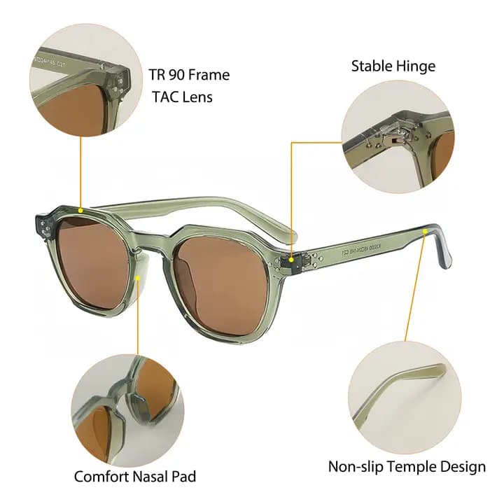 CATERSIDE rétro lunettes de soleil polarisées hommes ultraléger TR90 cadre polygone lunettes de sole