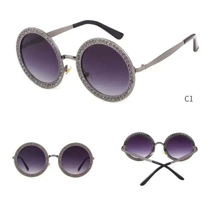 SORVINO-Lunettes de soleil rondes en cristal diamant pour femmes, lunettes de créateur vintage, nuan