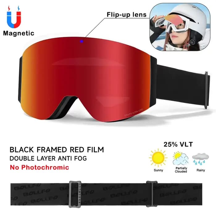 Lunettes de ski et de snowboard BOLLFO, photochromiques, anti-buée, lunettes de neige pour femme, ma