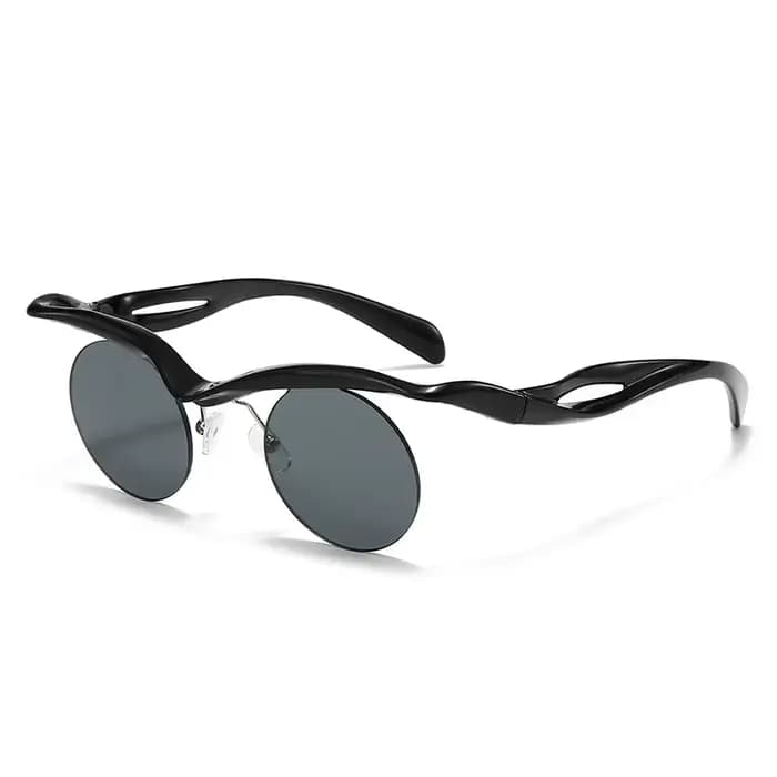 Lunettes de soleil rondes sans monture pour femmes, nouvelle mode, verres dégradés noirs, lunettes d