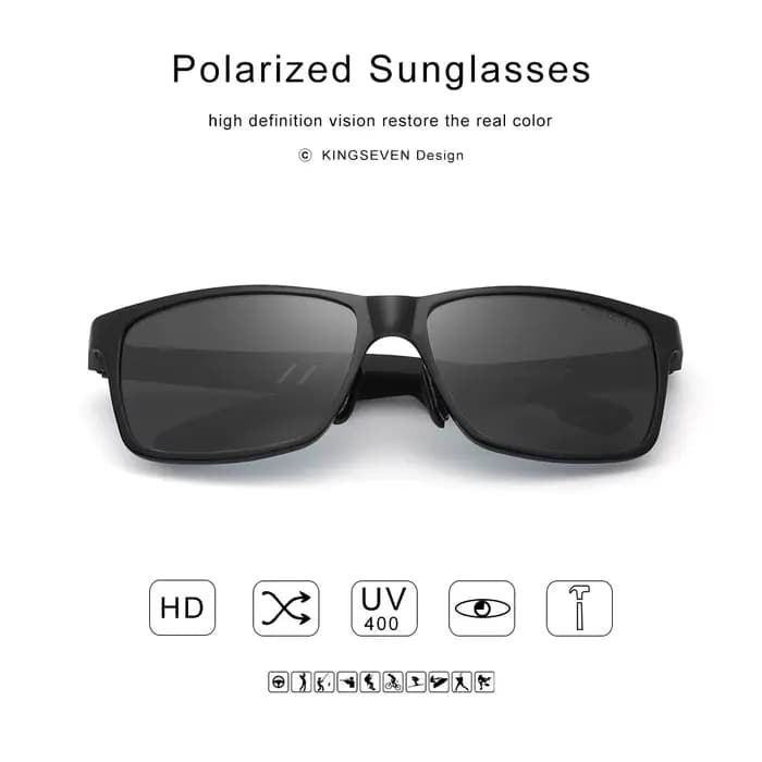 KINGSEVEN-Lunettes de soleil polarisées plein cadre pour hommes, matériau en aluminium, lunettes de