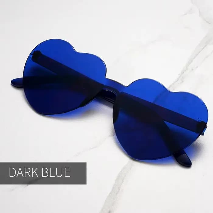 Lunettes de soleil sans cadre en forme de cœur, lunettes de fête, pièce optique, onze