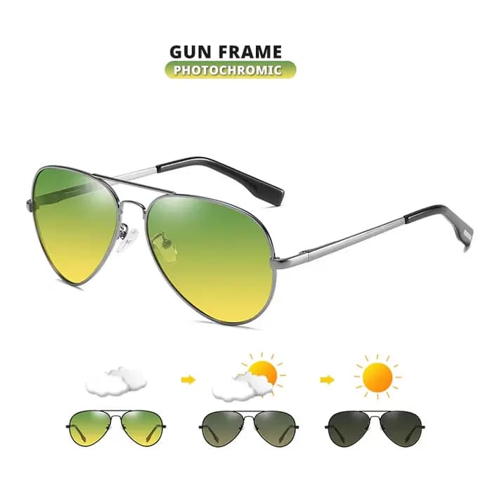 Top marque pilote lunettes de soleil photochromiques hommes polarisées jour nuit conduite lunettes f