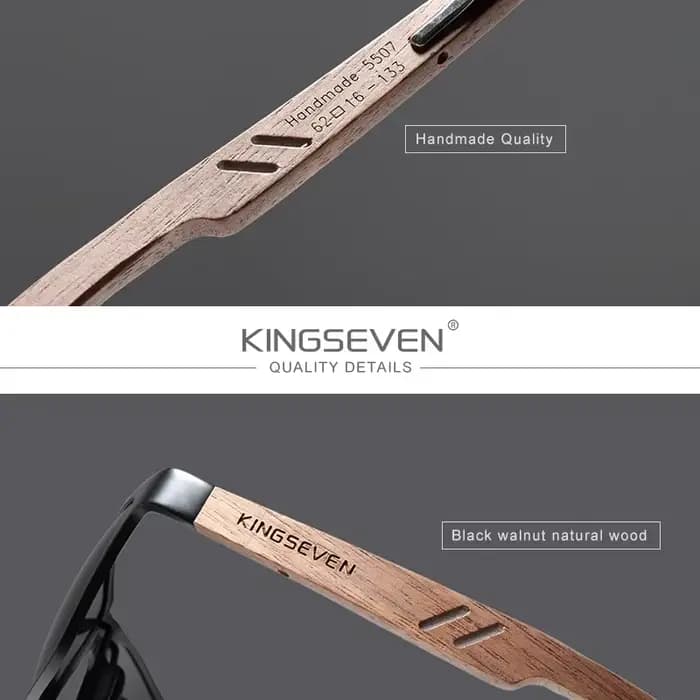 KINGSEVEN aluminium fait à la main en bois de noyer lunettes de soleil hommes haute qualité lunettes