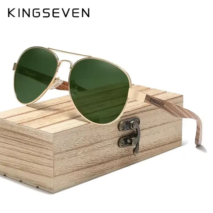 KINGSEVEN-Lunettes de soleil pilote pour hommes et femmes, bois polarisé UV400, lunettes de soleil p