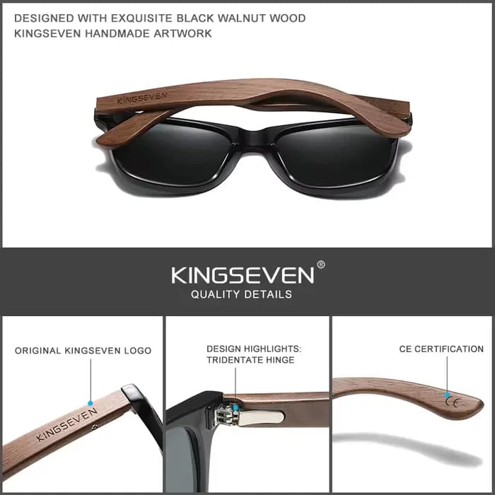 KINGSEVEN 2024 mode lunettes de soleil en bois naturel faites à la main pour hommes femmes lunettes