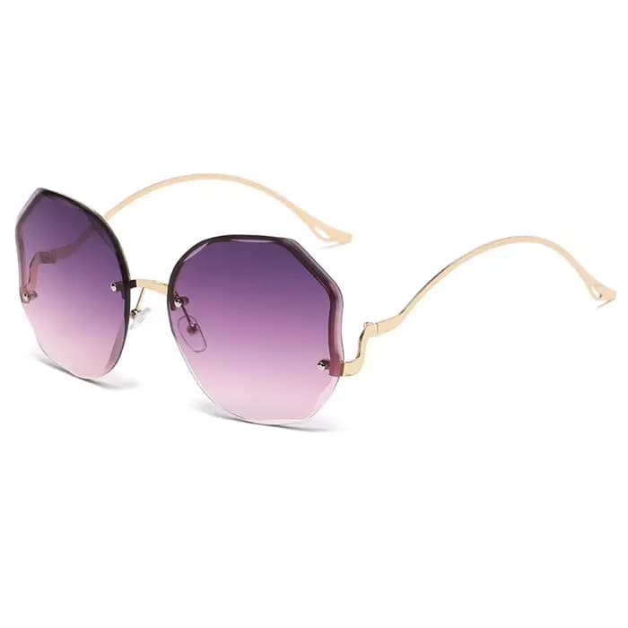 Lunettes de soleil à bords découpés sans cadre pour femmes, tendances à la mode, nickel é, en forme