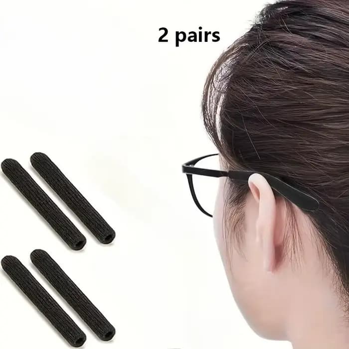 2 paires de lunettes, pinces d'oreille en tricot doux, coussin de bras pour lunettes derrière l'orei