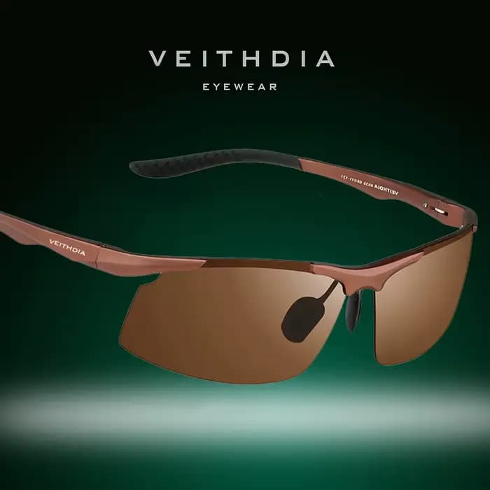 Lunettes de soleil de marque VEITHDIA en aluminium pour hommes, verres polarisés UV400, sans monture