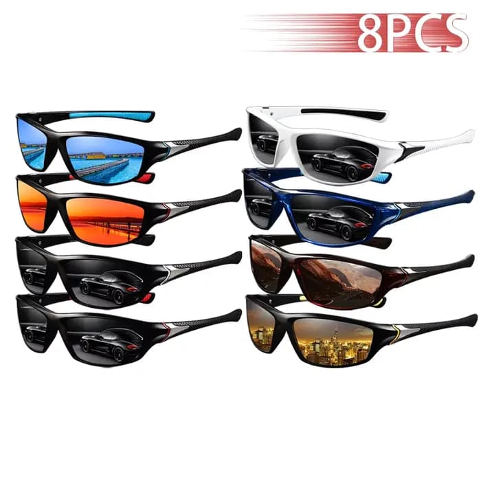 8 Paires de Lunettes de Soleil Sportives Vintage Tendance pour Hommes et Femmes, Idéales pour la Con