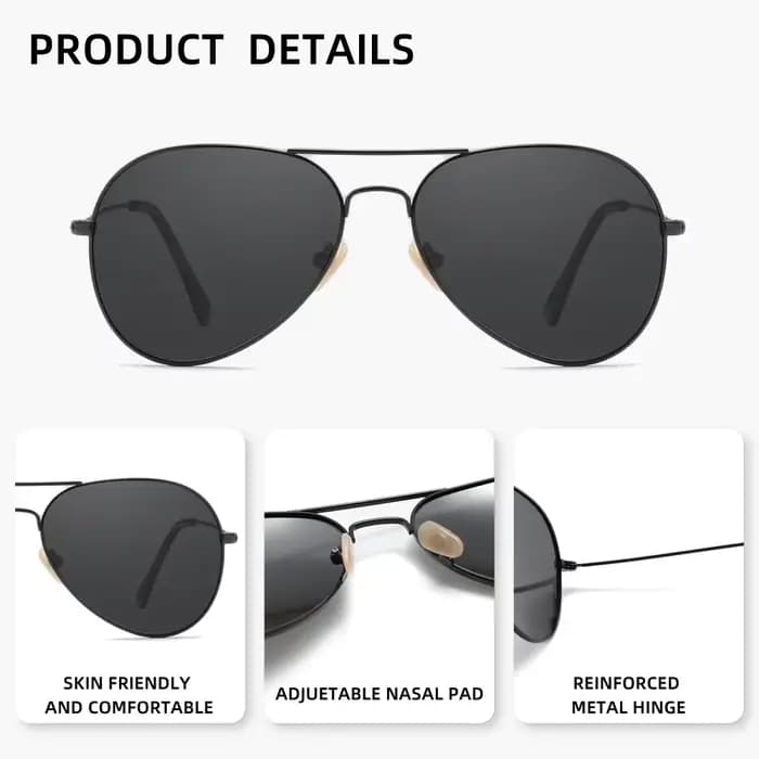 Lunettes de soleil KINGSEVEN classiques, légères, polarisées UV400, style aviateur, pour le cyclisme