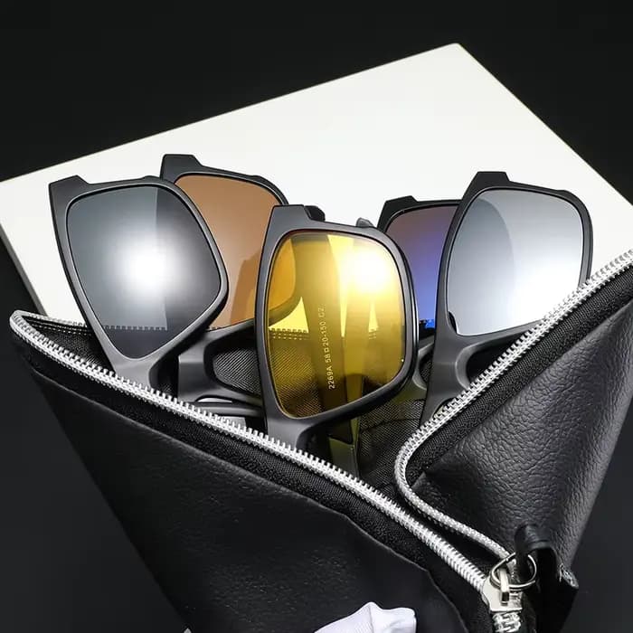 Monture de lunettes pour hommes et femmes avec 5 clips magnétiques pour lunettes de soleil polarisée