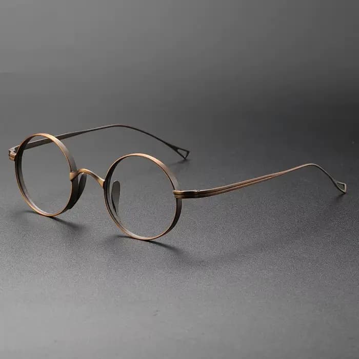 Lunettes minimalistes japonaises, monture ronde semi-titane Featherlight avec filtrage de la lumière