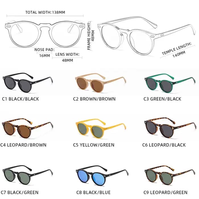 Lunettes de soleil rondes rétro pour hommes et femmes, petites lunettes de soleil polarisées à la mo