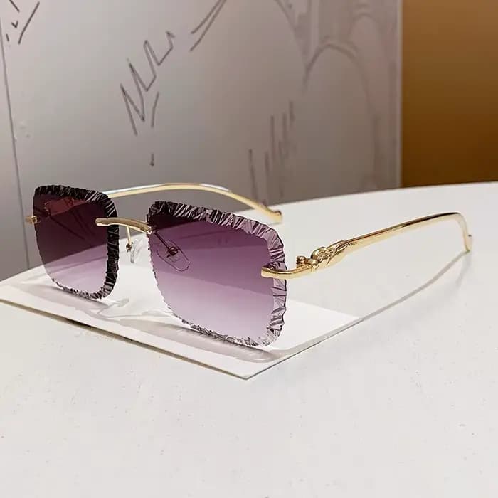 Lunettes de soleil de styliste pour femmes et hommes, marque de luxe, léopard, sans bords, Vintage,