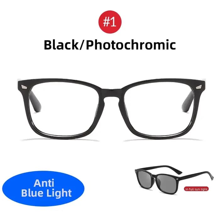Lunettes photochromiques classiques pour hommes, verres Anti-lumière bleue, carrées, Anti-rayons ble
