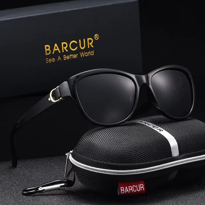 BARCUR-Lunettes de soleil polarisées pour femme, monture elliptique PC, verres TAC dégradés, simple