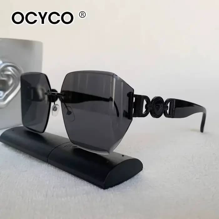 Steampunk – lunettes de soleil carrées sans bords pour hommes et femmes, marque de luxe de styliste