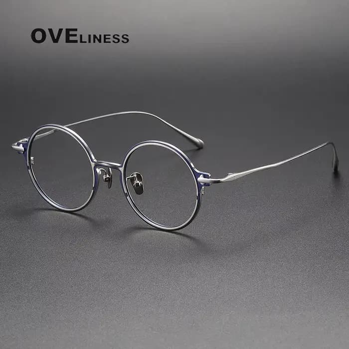 Monture de lunettes rétro en titane pur pour hommes et femmes, Vintage, ronde, Design de marque, mon