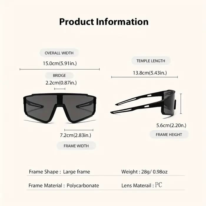 Lunettes de soleil de cyclisme surdimensionnées pour hommes, lunettes de vélo coupe-vent, lentille p