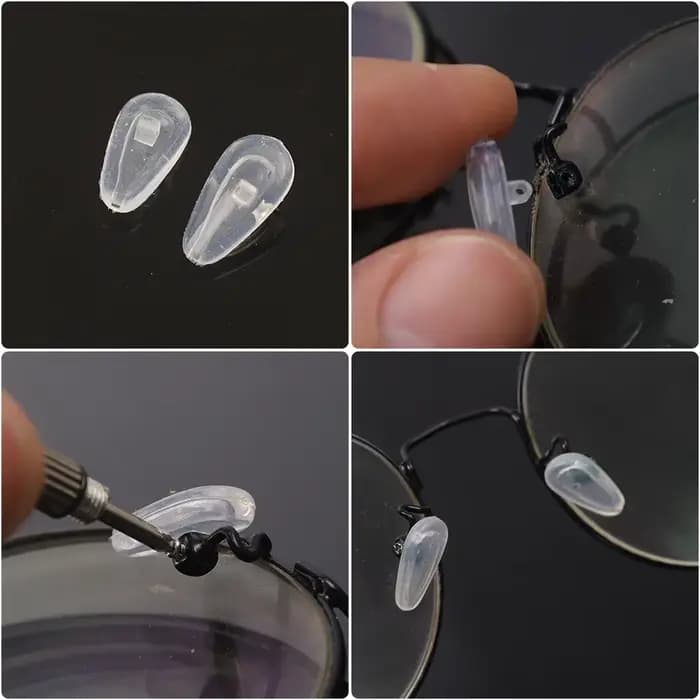 Plaquettes de nez pour lunettes avec tournevis, en silicone souple, à chambre à air, pour remplaceme